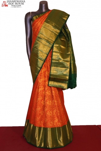 Grand Peacock & Floral Zari Wedding Handloom Kanjeevaram Silk Saree